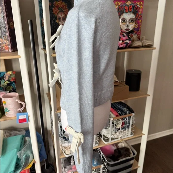 Cider Blue Sweater with Cream Bows NWT Size L - Picture 7 of 7